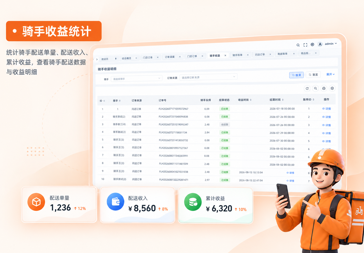 骑手收益统计
